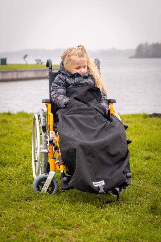 Belieff rolstoel deken kinderen – open onderkant - handzak - Zwart – 100% polyester -1m