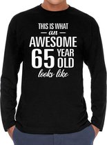 Awesome 65 year / 65 jaar cadeaushirt long sleeves zwart heren XL