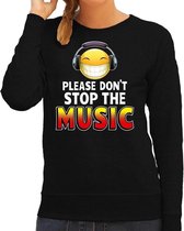 Funny emoticon sweater Please dont stop the music zwart dames XS