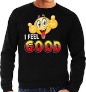 Funny emoticon sweater I feel good zwart heren XL (54)
