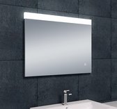 Miroir de salle de bain simple 80x60cm éclairage LED intégré chauffage interrupteur de lumière tactile anti-condensation dimmable
