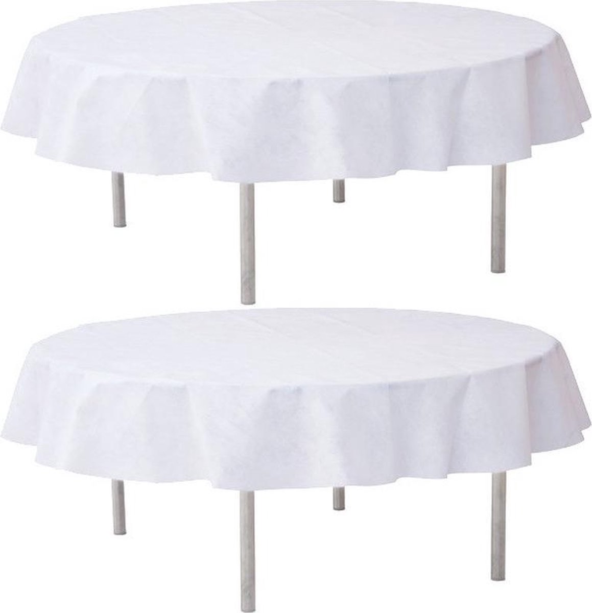 2x Witte ronde tafelkleden/tafellakens 180 cm stof - Ronde tafelkleden Opaque White - Witte tafeldecoraties - Wit thema