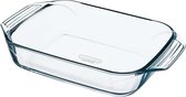 3x Rechthoekige glazen ovenschaal 4 liter 39 x 26 x 6,5 cm - Ovenschotel schalen - Bakvorm