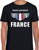 Proud supporter France / Frankrijk t-shirt zwart voor heren - landen supporter shirt / kleding - Songfestival / EK / WK L
