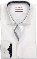 MARVELIS modern fit overhemd - mouwlengte 7 - wit (blauw contrast) - Strijkvrij - Boordmaat: 46