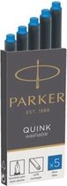 Inktpatroon Parker Quink uitwasbaar Koningsblauw, doosje 5 stuks