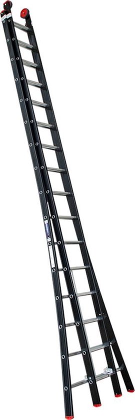 Schuifladder Magnus, aluminium, zwart, 2x16 treden