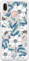 Huawei P20 Lite hoesje - Bloemen / Floral blauw
