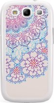 Samsung S3 (Neo) hoesje - Red & blue floral | Samsung Galaxy S3 Neo case | Hardcase backcover zwart