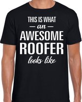 Awesome roofer / dakdekker cadeau t-shirt zwart heren 2XL
