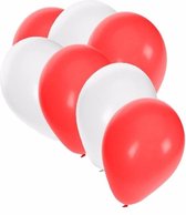 30x Ballons blanc et rouge - 27 cm - décoration rouge / blanc