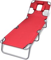 Ligbed inklapbaar met hoofdkussen gepoedercoat staal rood