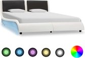 Bedframe met LED kunstleer wit en zwart 140x200 cm