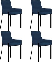 Eetkamerstoelen 4 st stof blauw