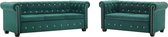 Bankstel Chesterfield-stijl fluwelen bekleding groen 2-delig (incl. anti-krasvilt)