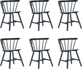 Eetkamerstoelen 6 st massief rubberwood zwart