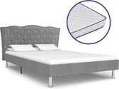 Bed met traagschuim matras stof lichtgrijs 120x200 cm