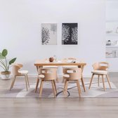 Eetkamerstoelen 6 st gebogen hout en kunstleer créme