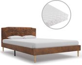 Bed met matras kunstsuéde bruin 120x200 cm