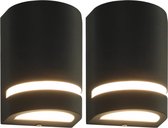 Buitenwandlampen 2 st 35 W halfrond zwart