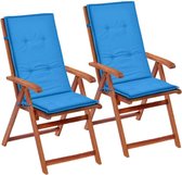 Tuinstoel kussens blauw 120x50x3 cm 2 st