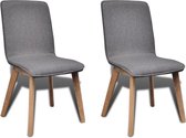 Eetkamerstoelen 2 st stof en massief eikenhout lichtgrijs
