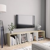 Boekenkast/tv-meubel 143x30x36 cm wit en sonoma eikenkleurig