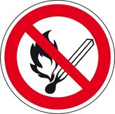 Reflecterende roken en open vuur verboden sticker, 200 mm, P003