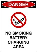 Sticker 'Danger: No smoking, battery charging area' 297 x 210 mm (A4)