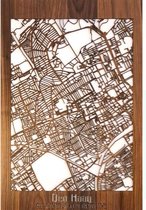 Citymap Den Haag Notenhout - 40x60 cm - Stadskaart woondecoratie - Wanddecoratie - WoodWideCities