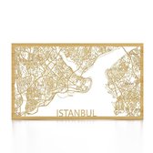 Citymap Istanbul Zwart hout - 60x90 cm - Stadskaart woondecoratie - Wanddecoratie - WoodWideCities