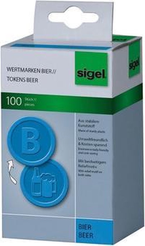 Foto: Sigel si wm005 waardemunten kunststof 100 stuks 25mm bier blauw