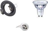 LED Spot Set - GU10 Fitting - Inbouw Rond - Mat Zwart - Kantelbaar Ø83mm - Philips - SceneSwitch 827 36D - 1.5W-5W - Warm Wit 2200K-2700K - Dimbaar - BSE