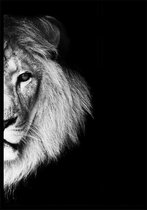 Punt. Poster - Half Lion Dierenposter - 29.7 X 21 Cm - Zwart En Wit