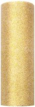 8x Glitter tule stof goud 15 cm breed - hobbyartikelen/knutselspullen