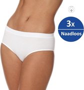 Brubeck Dames Ondergoed Slip Midi - Naadloos Elastisch Katoen 3-Pack - Wit - XL