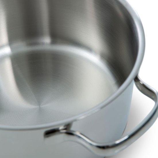 BK Essentials Pannenset 4-delig - 16/18/20cm -Zonder PFAS-vrije antikleeflaag - Pannenset inductie - Inductie kookpan - RVS pannenset - Ovenbestendig tot 230°C - Met glazen deksel - Zilver