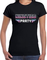 Nineties party feest t-shirt zwart voor dames - zwarte 90s disco/feest shirts / outfit L