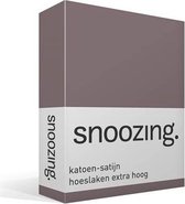 Snoozing - Katoen-satijn - Hoeslaken - Extra Hoog - Lits-jumeaux - 180x220 cm - Taupe