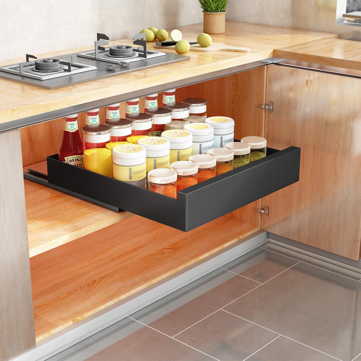 Ibenzoa® Uitgebreide Uittrekbare Ladeopslag met Stalen Constructie - 43 x 40 x 9 cm