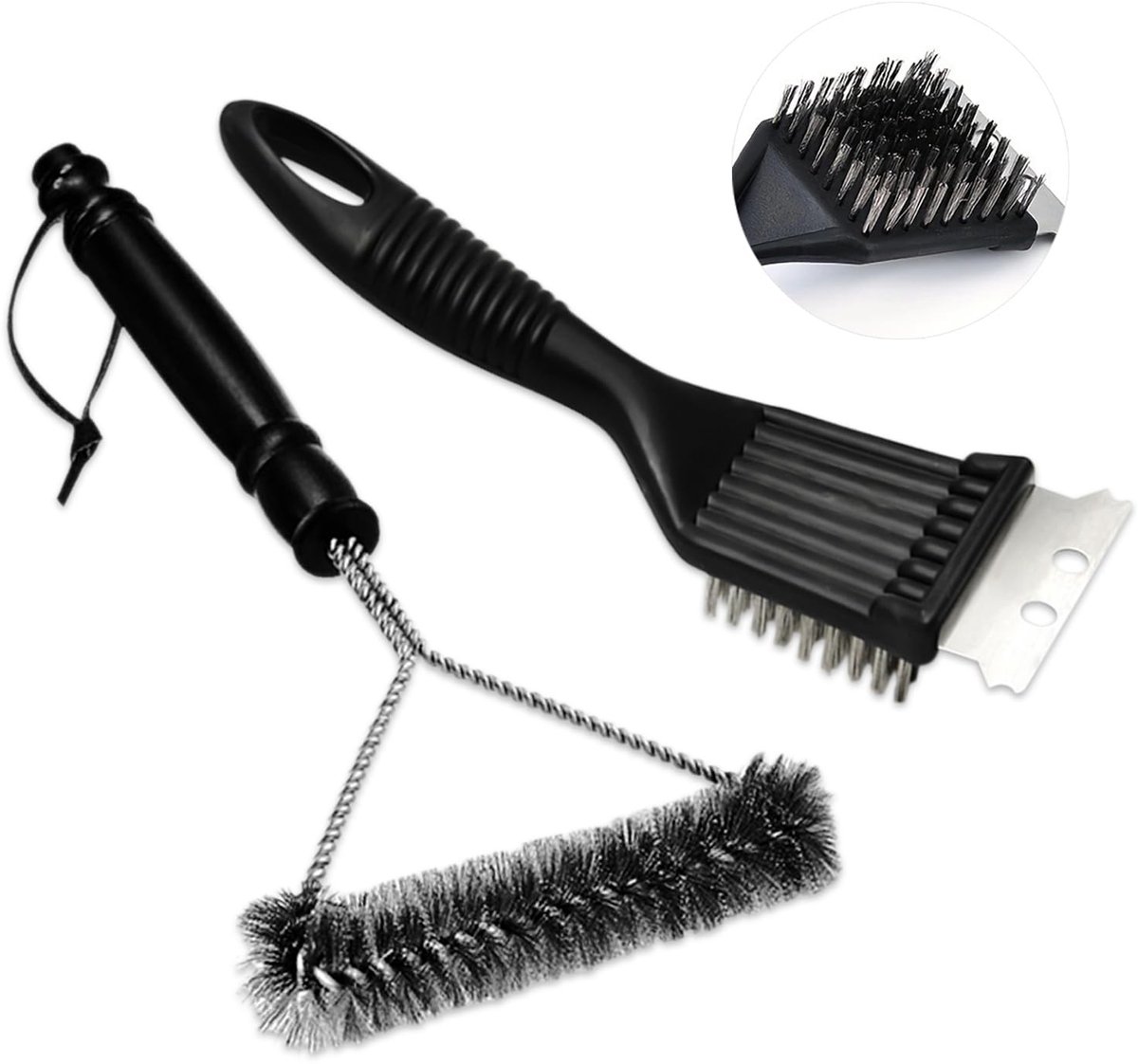 Ibenzoa® Professionele Duurzame Grillset van Roestvrij Staal - Twee Stuks met Schraper en Warmtebestendige Greep