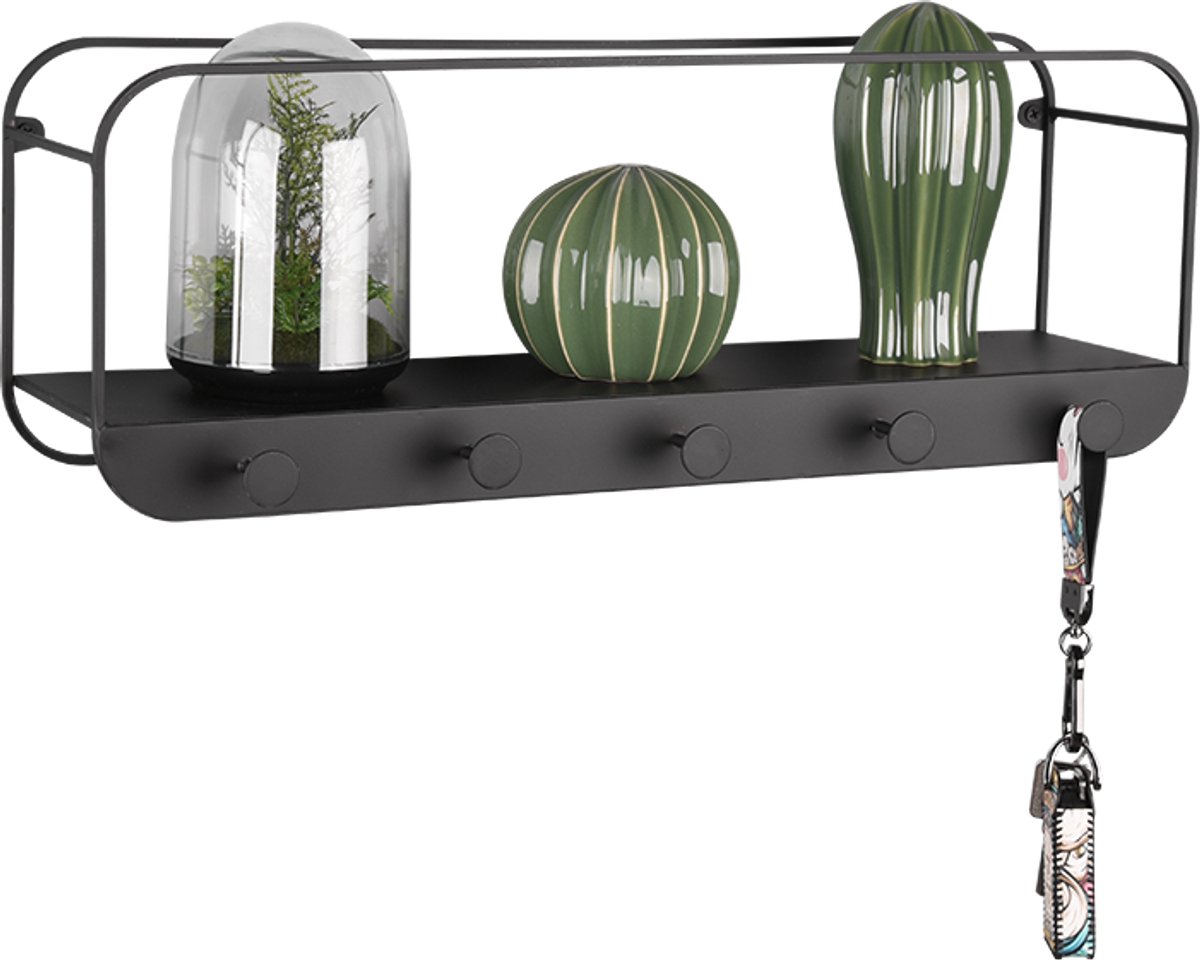 Mirrors and more - Kapstok Linda 5 haken B 50 cm zwart