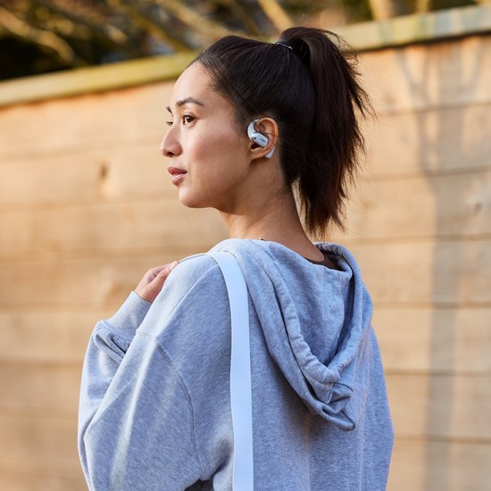 Shokz OpenFit 2+ Open-ear Sporthoofdtelefoon – Dolby Audio – Draadloze Oordopjes – Grijs