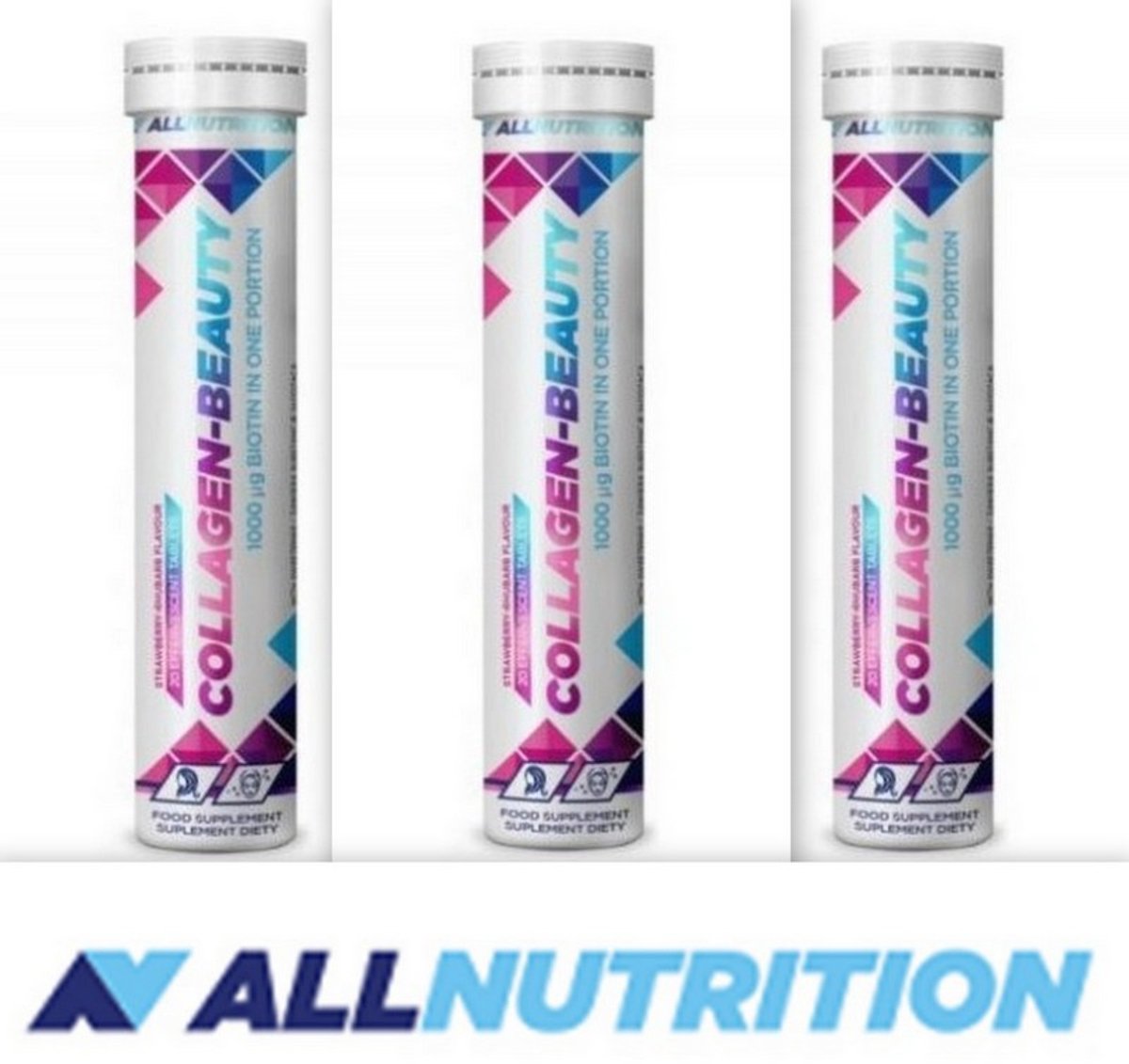 ALLNUTRITION | Collagen Beauty Aardbei & Rabarber | 3 x 20 bruistabletten | 3 x 20 bruistabletten