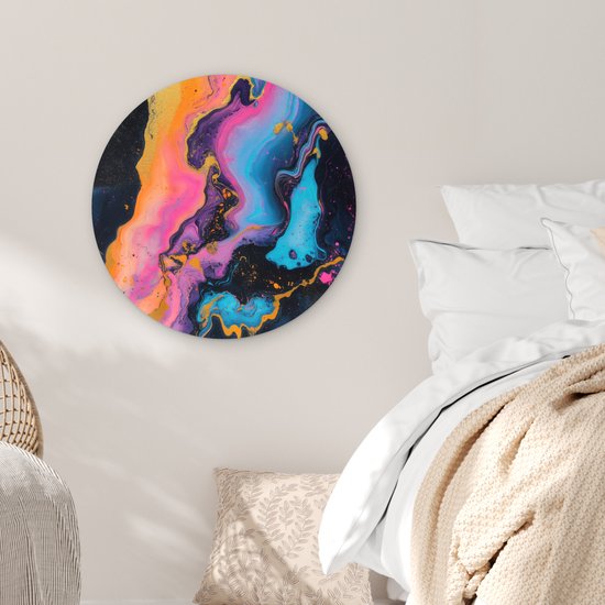 WallCircle® Cercle mural 60x60 cm - Cercle mural Moderne - Marbre - Oranje - Décoration murale salon - Décoration murale chambre - Accessoires de décoration de chambre - Tableaux ronds