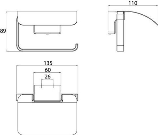 Emco Round toiletrolhouder zonder klep 14,4x2,3x10,3cm wit