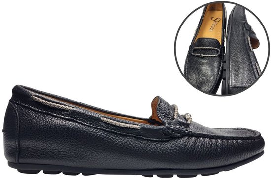 Stravers - Mocassins de Luxe Drivers femme, pointure 43, en cuir noir .