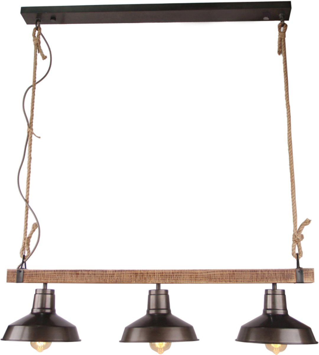 Various Max Hanglamp - 3 lichts - 88 cm Breed - Zwart - Industrieel Design