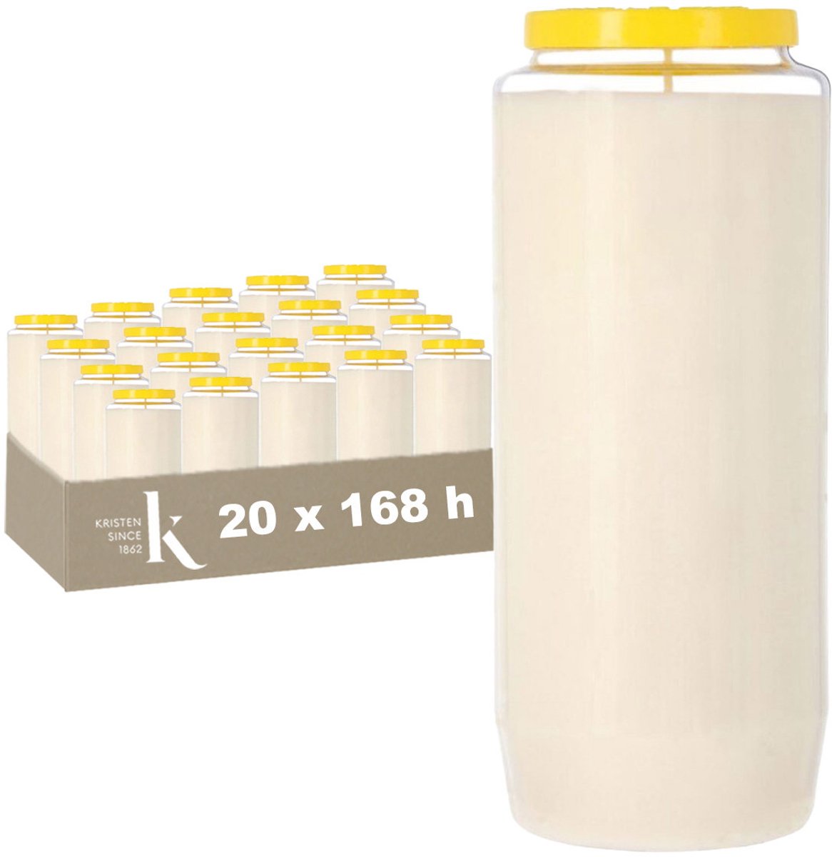 Kristen Kaars 7 Dagen Wit – Kaarsen – 20 Stuks – Herdenkingslicht – Grafkaars – Brandduur 168 Uur – Voor Binnen en Buiten