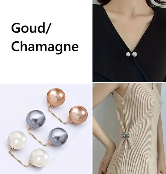 Foto: Elegante broche met nep parels i trui taileverkleiner i kleding trui speld i decollet speld i taille smaller maken broeken rokken i champagne